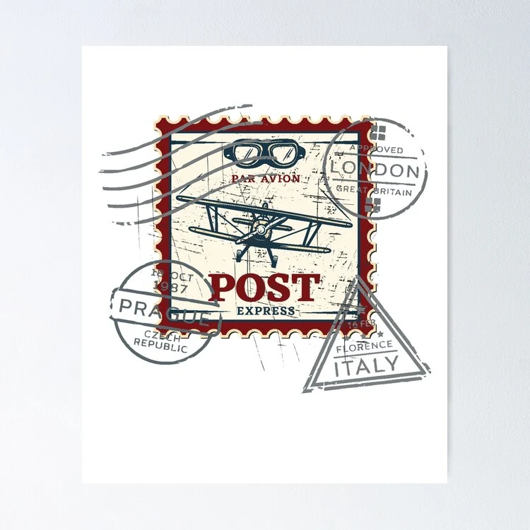 Vintage Air Mail Stamp · Poster